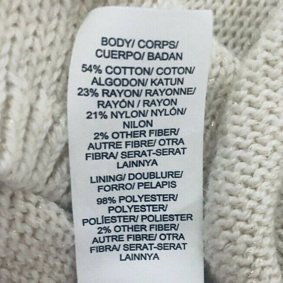 Lucky Brand Layered Split Back Sweater Ivory Gold Metallic SIze Medium Womens - Picture 5 of 6